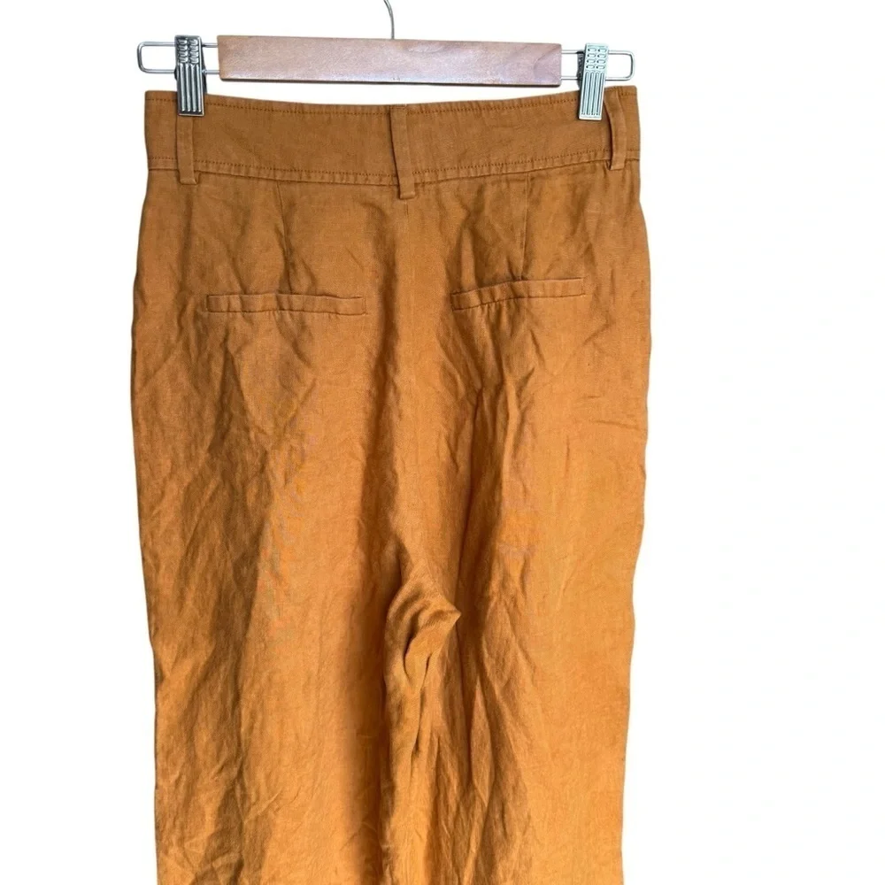 Everlane - Linen Trouser Pants Lightweight Flowing Mustard Yellow Sz 0